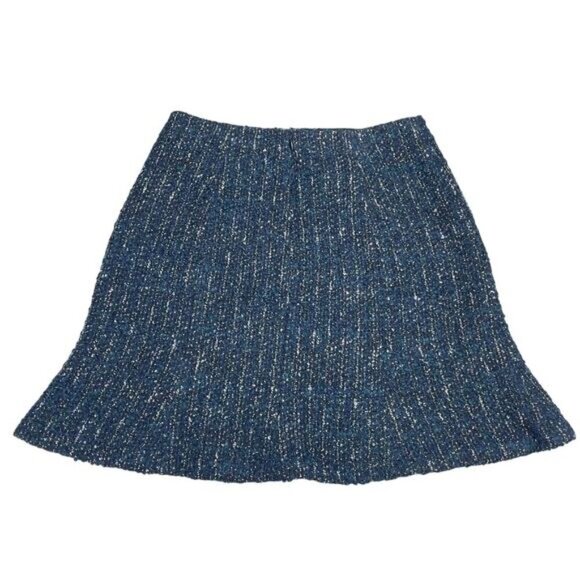 CLUB MONACO Alvara Wool Blend Tweed A-Line Skirt Sz 4 Blue Green - Picture 4 of 6